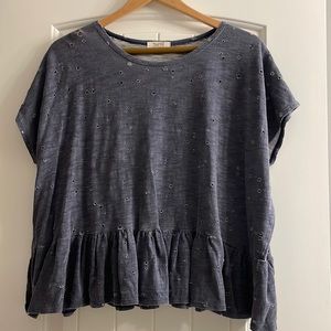 Womens polka dot peplum ripped top